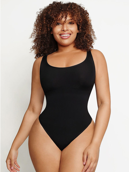 People Tree Women's Palmer Organic Bodysuit Shapewear, Black, 8