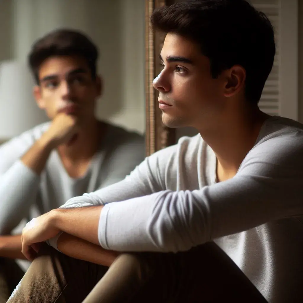 Image of a person reflecting in a mirror, symbolizing self-discovery, on how to develop self-awareness.