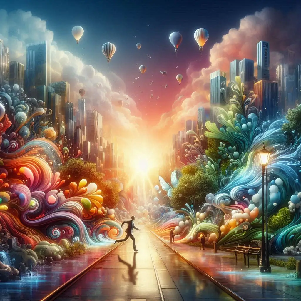 Vibrant depiction of natural and urban elements, a source of inspiration for artists