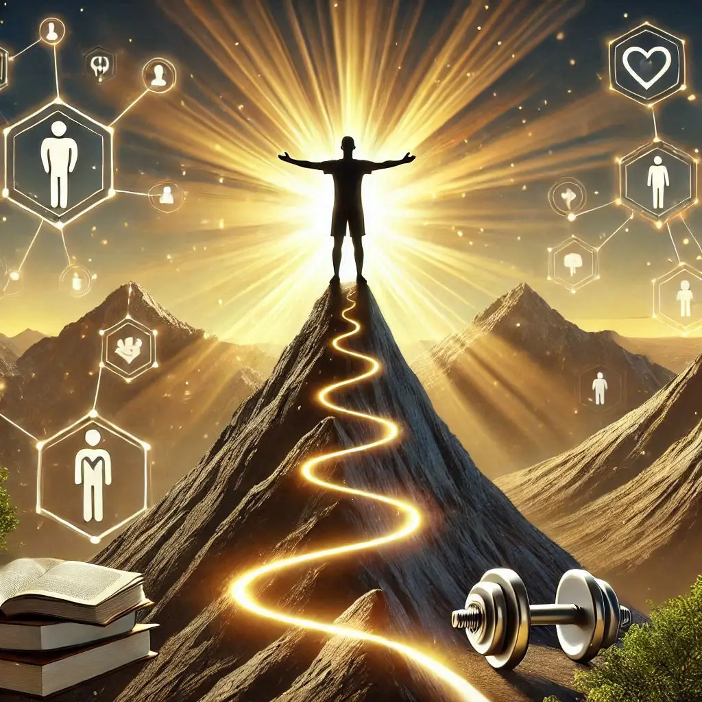 a person standing on a mountain peak under a glowing sunrise, reflecting the 5 things that empower you to take control