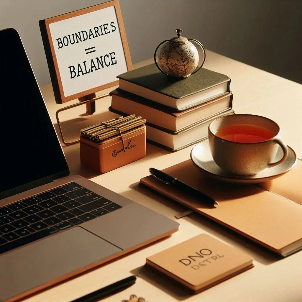 Peaceful desk setup symbolizing to Set Boundaries at Work without guilt.
