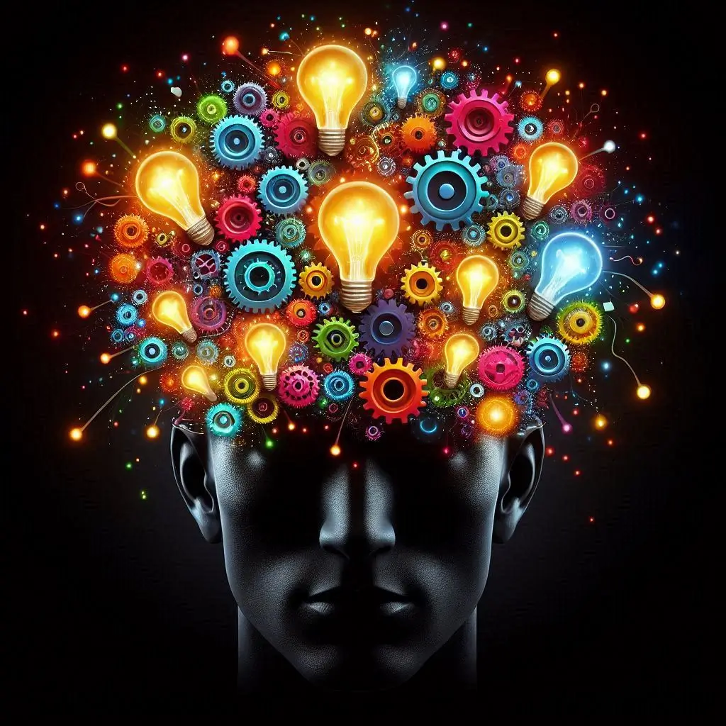 illustration of a human brain with gears and lightbulbs, symbolizing the 10 mindset shifts every entrepreneur needs to succeed