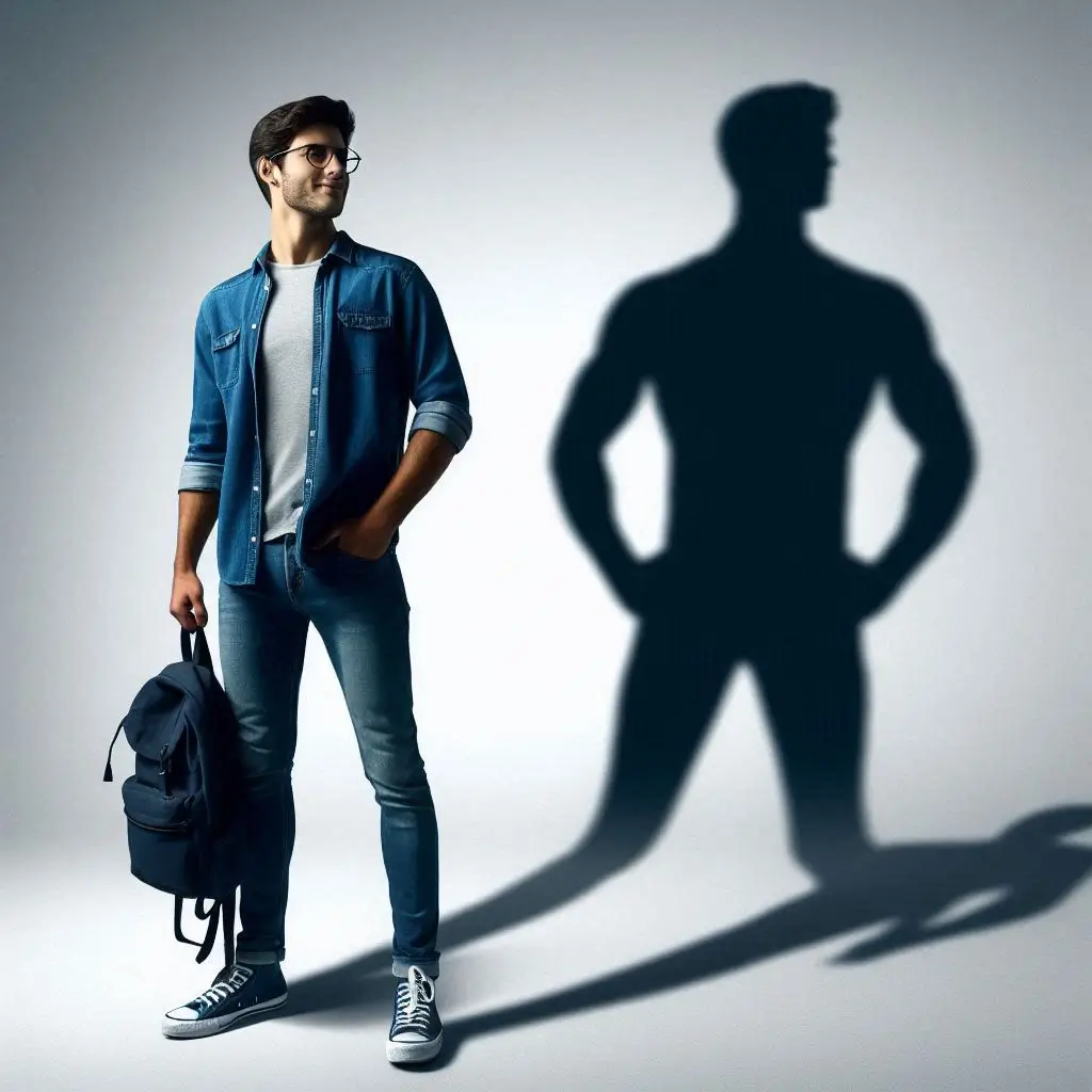 A person standing in their own large shadow, symbolizing hidden potential and the need to stop underselling yourself in business.