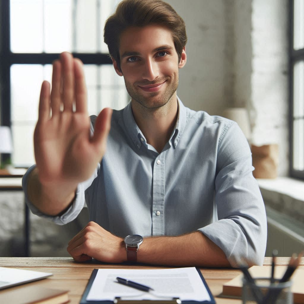 usiness owner setting clear boundaries with a client to protect time and avoid burnout—showing how to set boundaries with clients without fear.